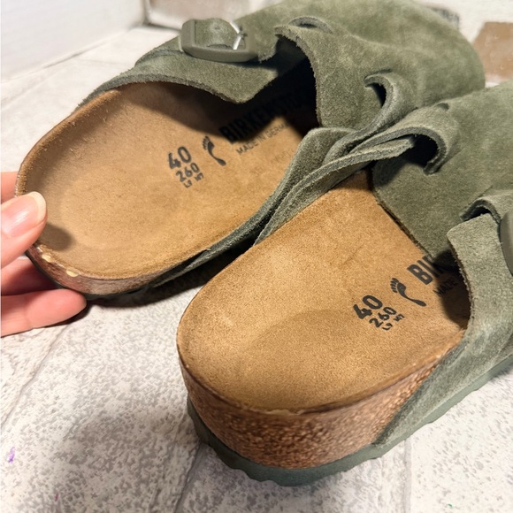 Birkenstock New w/o Box Boston Modern Suede Leather Thyme 40-9 - Picture 5 of 12